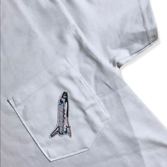 NWT Wool + Pepper Co. Spaceship Unisex Pocket Tee- Avail in Gray, White, Black - Picture 5 of 9